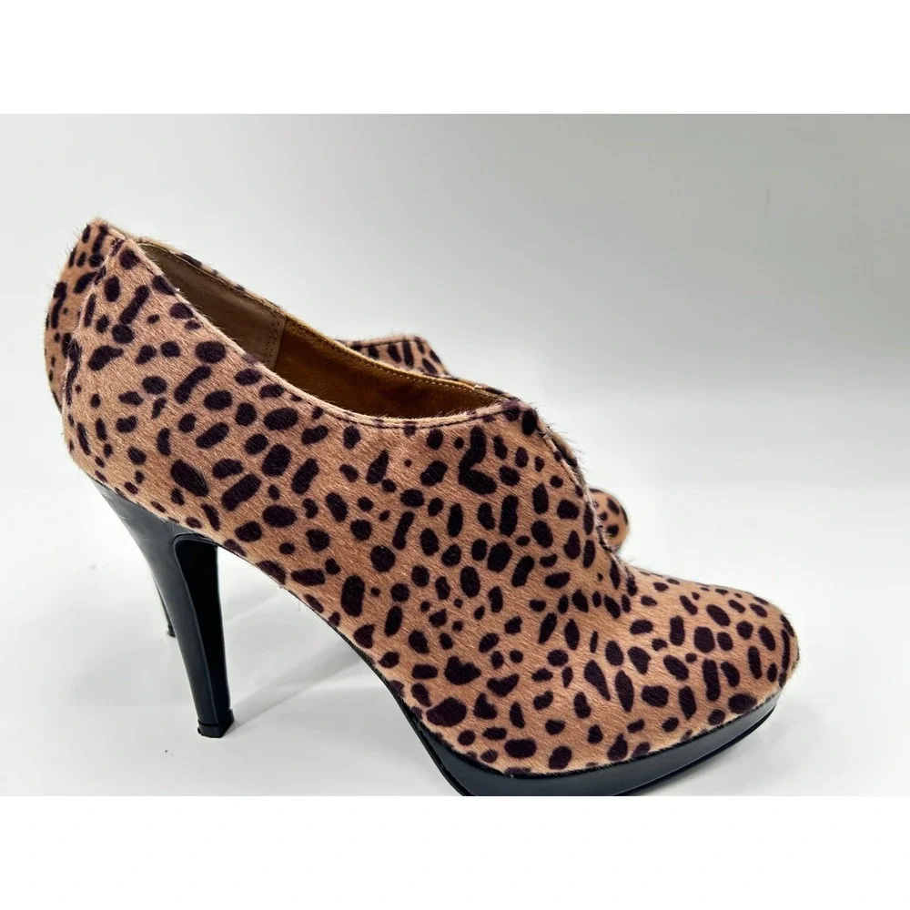 Style & Co Leopard Print Faux Calf Hair‎ Platform Stiletto Booties 8.5 Mob Wife
